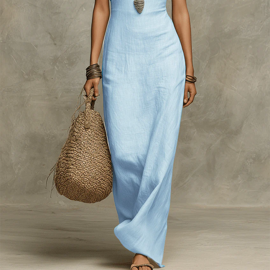 Clothing > Dresses : Elena™ | Vintage Elegant Maxi Dress in Light Blue van Paper Favor
