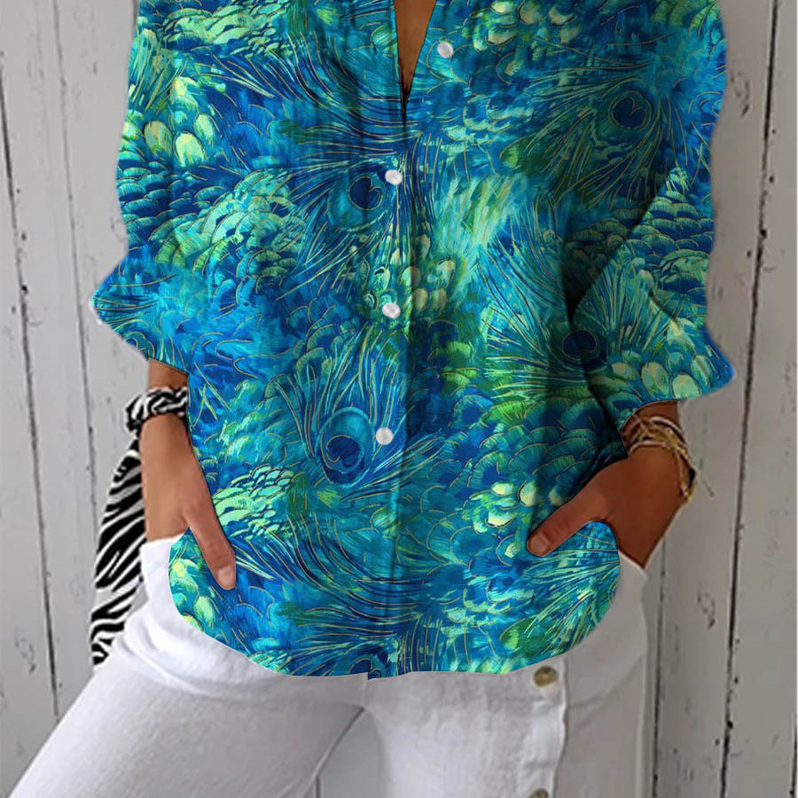 Clothing > Blouses : Florina | Peacock Grace Blouse in Multicolour van DUUWE