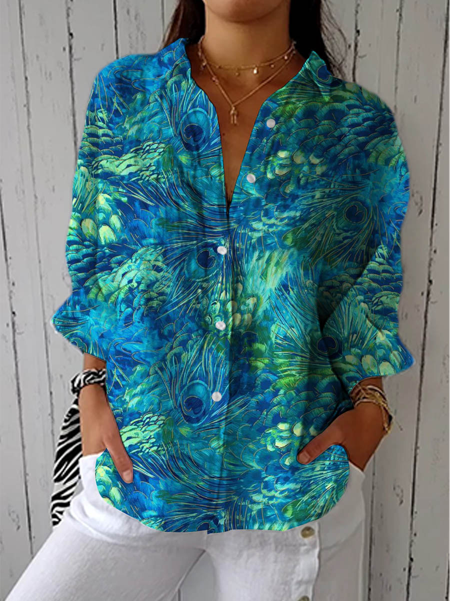 Clothing > Blouses : Florina | Peacock Grace Blouse in Multicolour van DUUWE