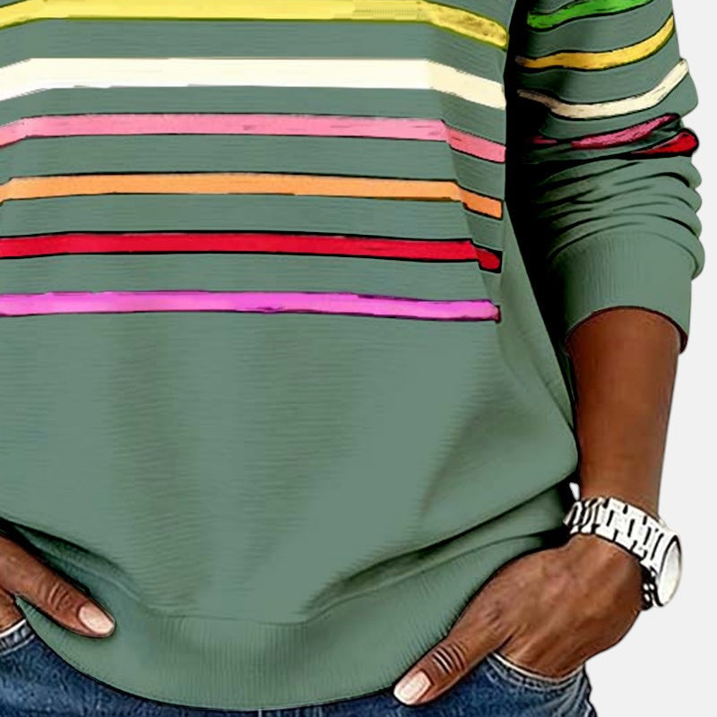 Vienna Rainbow-Stripe Zip-Up Sweatshirt