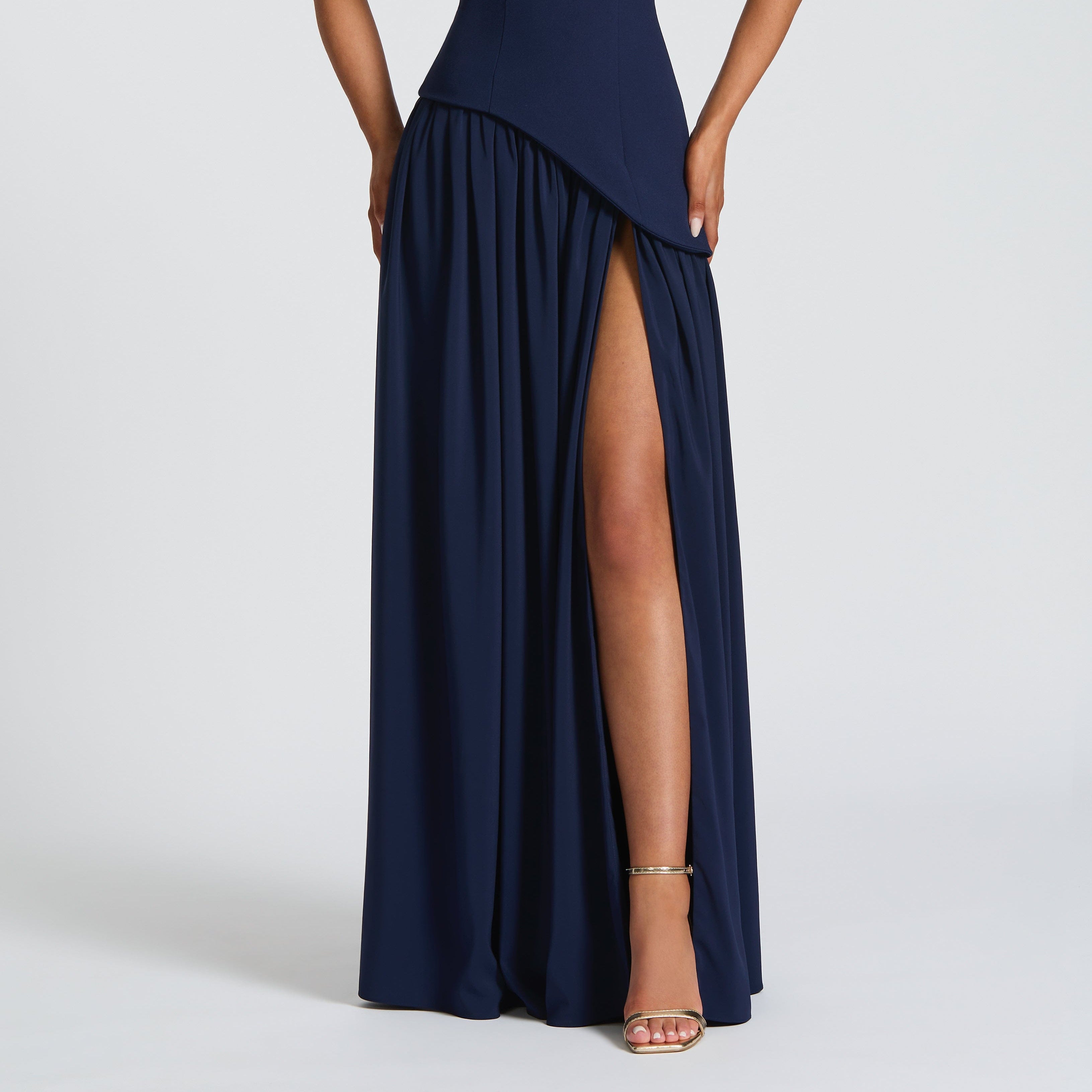 Women > Dresses > Maxi : Women's Effortless Chic Slit Maxi Dress in Blue van Paper Favor