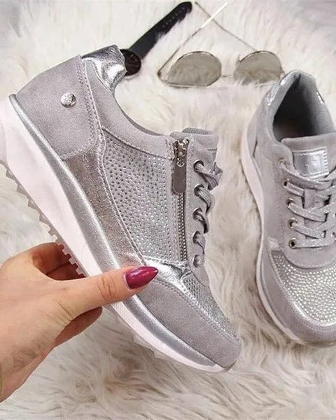 : Ginette - Zip-Up Orthopedic Sneakers in van Paper Favor