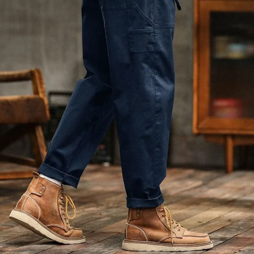 Men > Pants : Men's Vintage Cargo Pants - Timeless Style with Modern Utility in Blue van Paper Favor