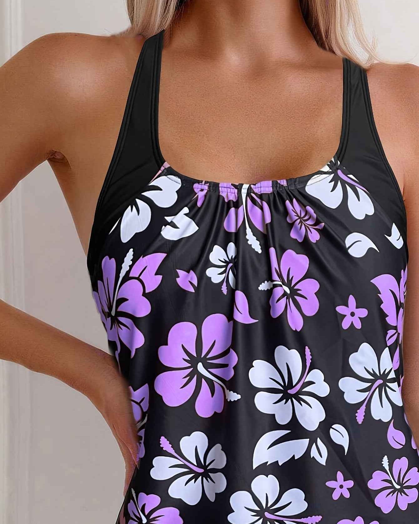 Elena Tankini-Set mit Blumenmuster – Lebhafte, schmeichelhafte Strandbademode