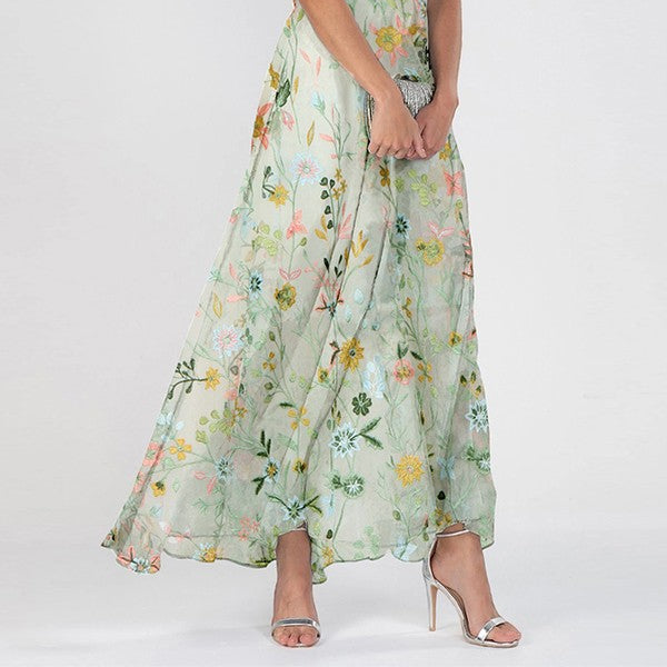 Peyton Women's Summer Floral V-Neck Maxi Dress - Flowy, Vibrant