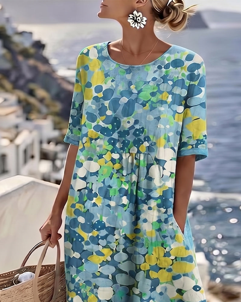 Dresses : ELENA™ - ELEGANT FLORAL SUMMER MIDI DRESS in van Paper Favor