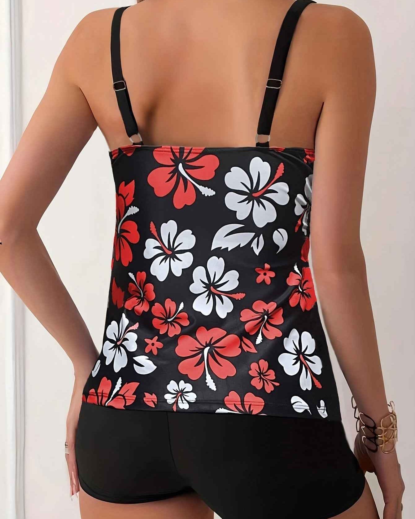 Elena Tankini-Set mit Blumenmuster – Lebhafte, schmeichelhafte Strandbademode