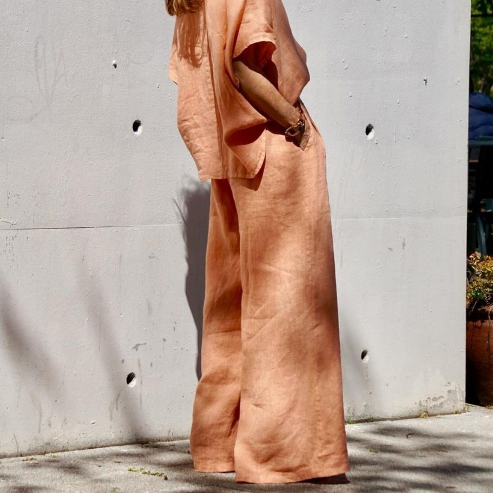 Women's Zoe Set: Relaxed Oversized Shirt with Flowy Wide-Leg Pants