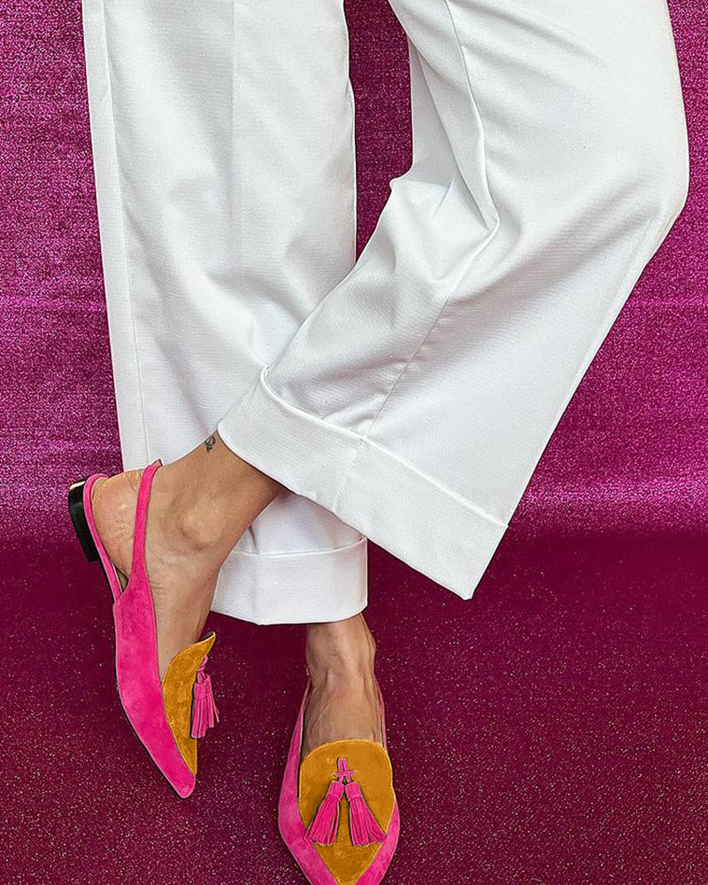 : Frendessa | Fringe Ballet Flats with Ankle Strap in Yellow van Paper Favor