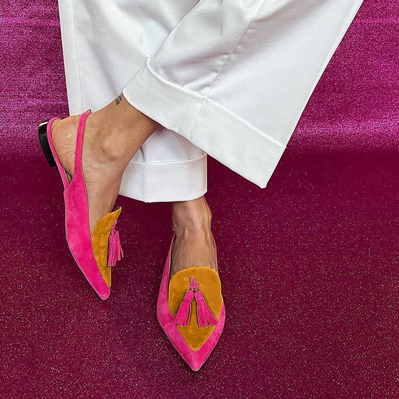 : Frendessa | Fringe Ballet Flats with Ankle Strap in Yellow van Paper Favor