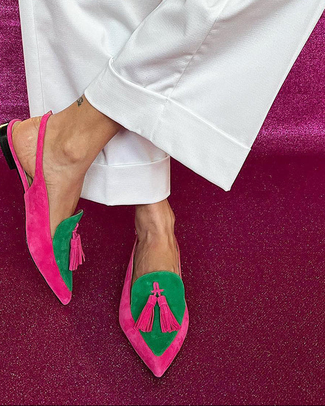 : Frendessa | Fringe Ballet Flats with Ankle Strap in van Paper Favor