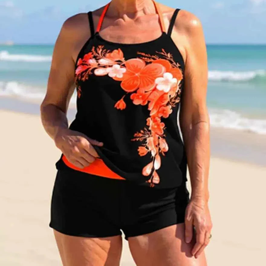 Avery Halter-Tankini-Set mit überkreuzten Trägern im Blumenmuster – Schmeichelhafte Passform und strahlender Sommerlook