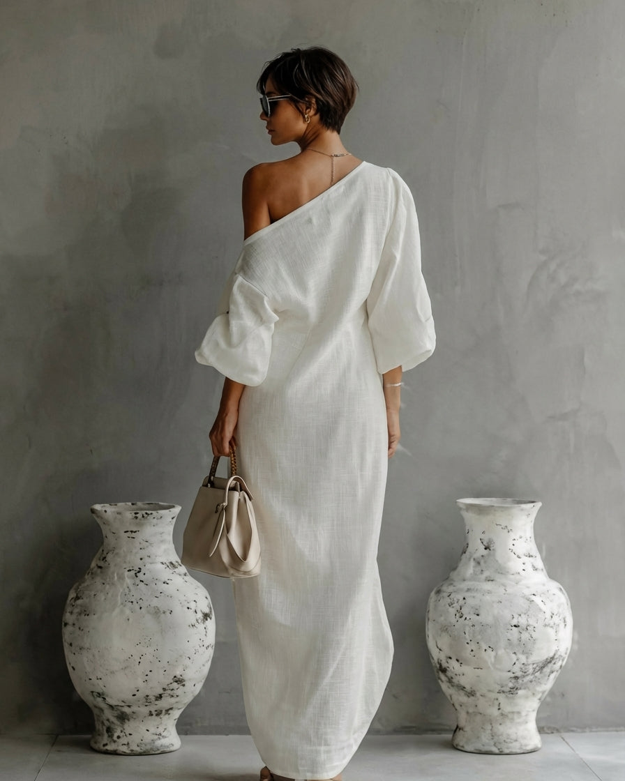 Clothing > Dresses : Nelle™ Elegant Maxi Dress in van Paper Favor