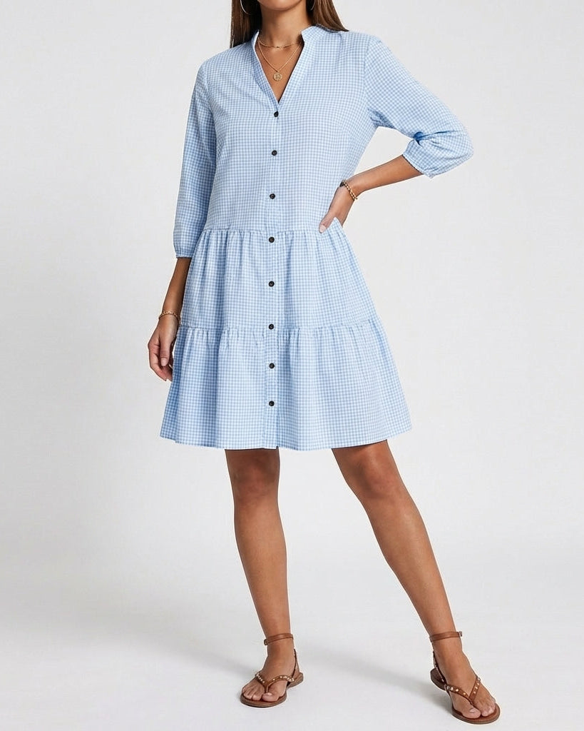 Dress : LILY | Shirt Dress in Blue van Paper Favor