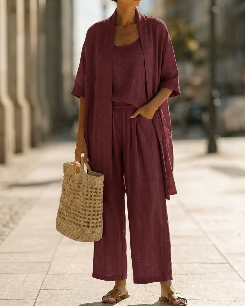 Set : Abigail | Elegant Three-Piece Set in Wine Red van Paper Favor