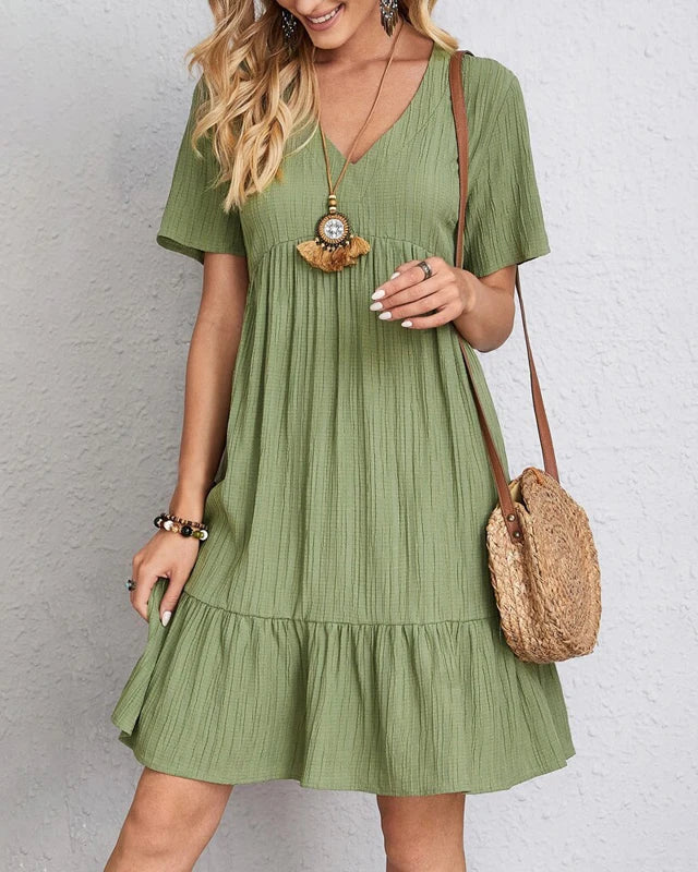 Clothing > Dresses : Susie™ Bohemian Casual Dress in Green van Paper Favor