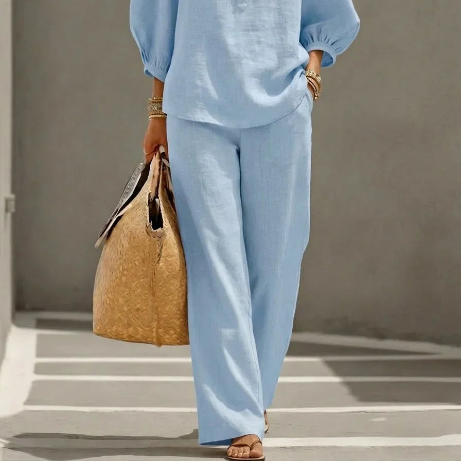 Camille | Relaxed Linen Button-Up Two-Piece Set