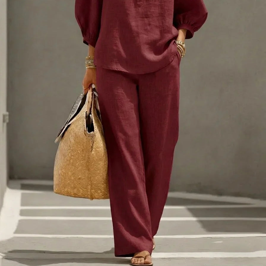 Camille | Relaxed Linen Button-Up Two-Piece Set