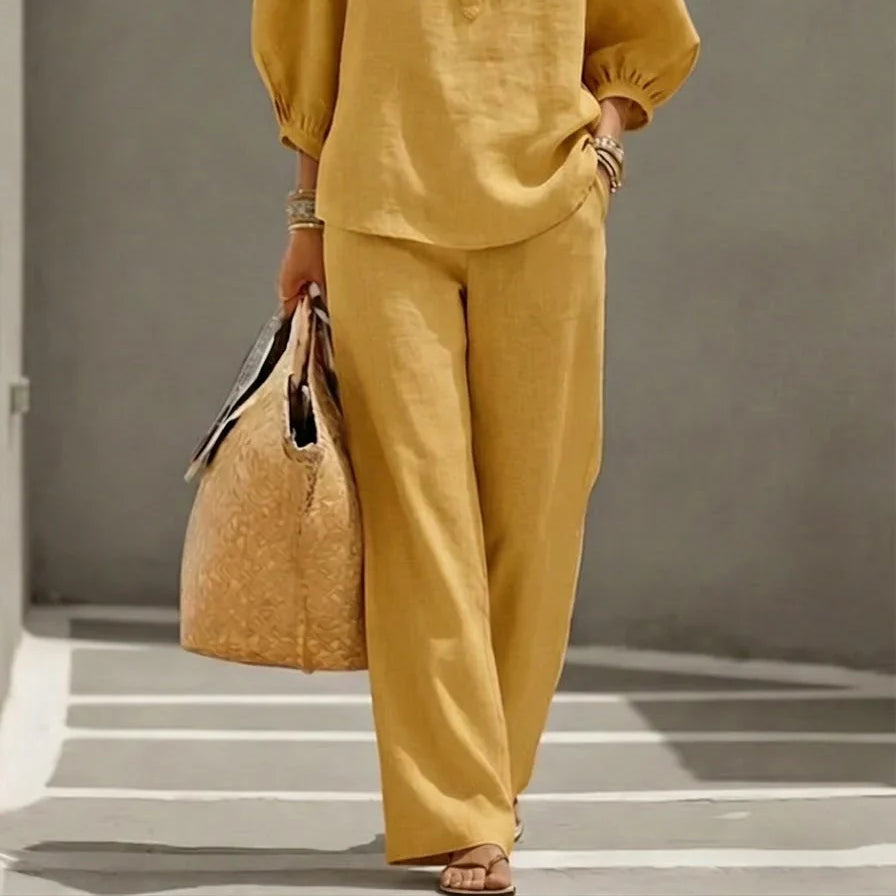 Camille | Relaxed Linen Button-Up Two-Piece Set