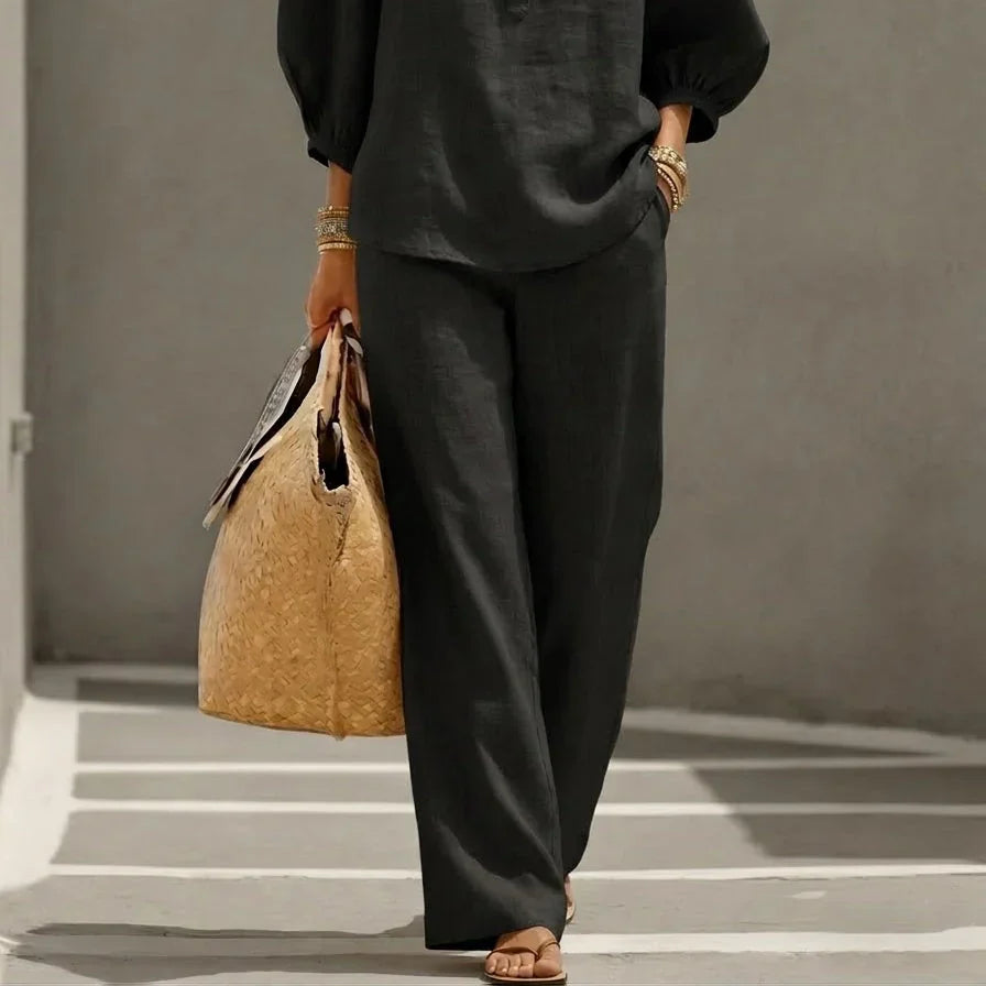 Camille | Relaxed Linen Button-Up Two-Piece Set