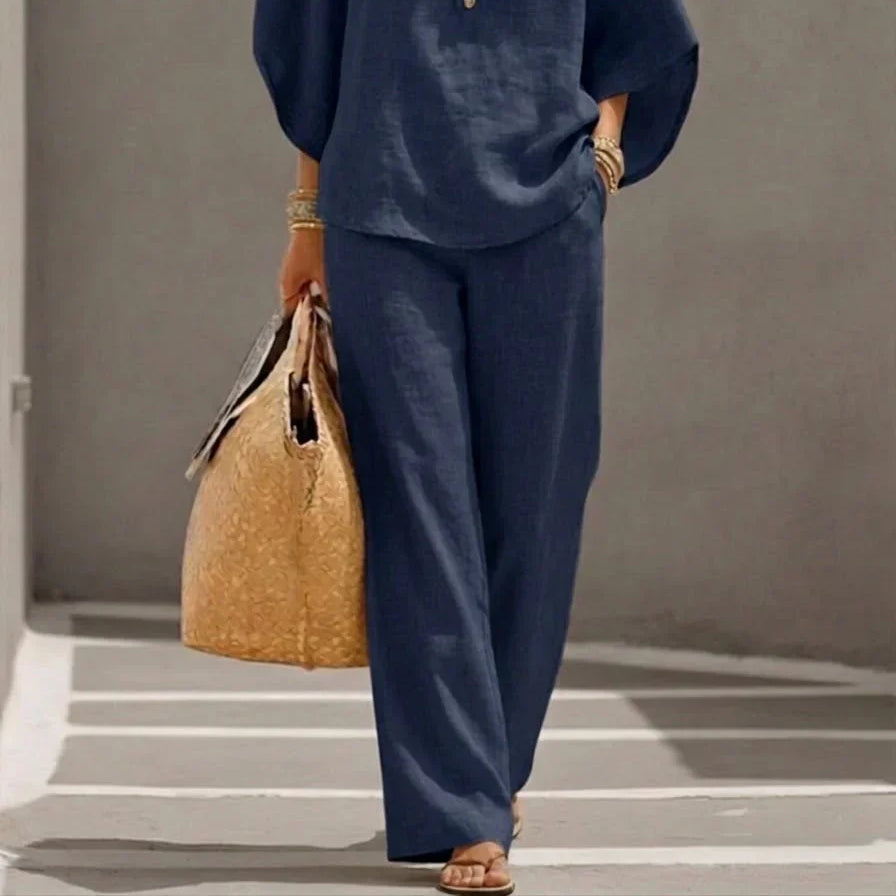Maribel | Set with Batwing Sleeves and Wide Pants