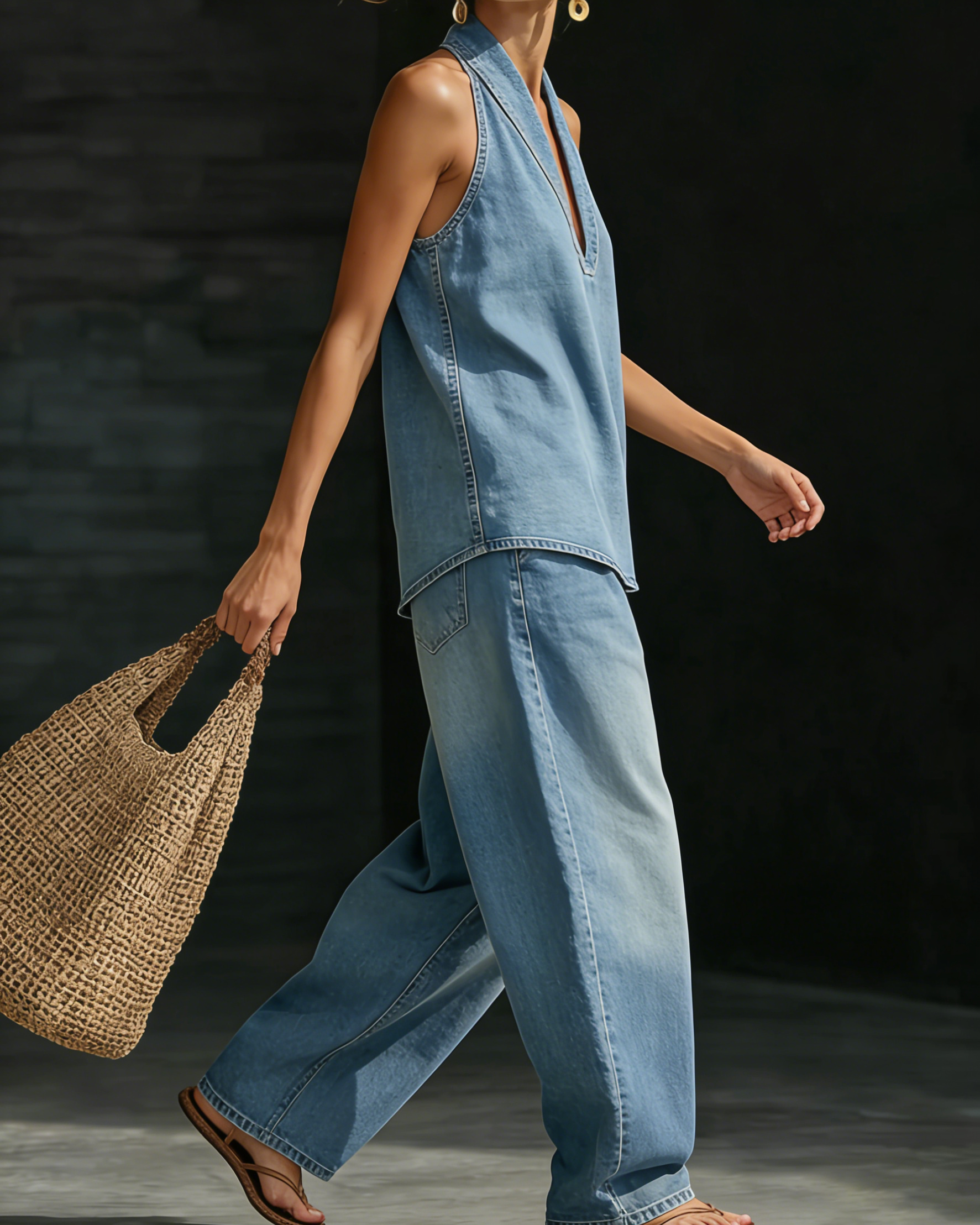 : Mary - Denim 2-Piece Set in van Paper Favor