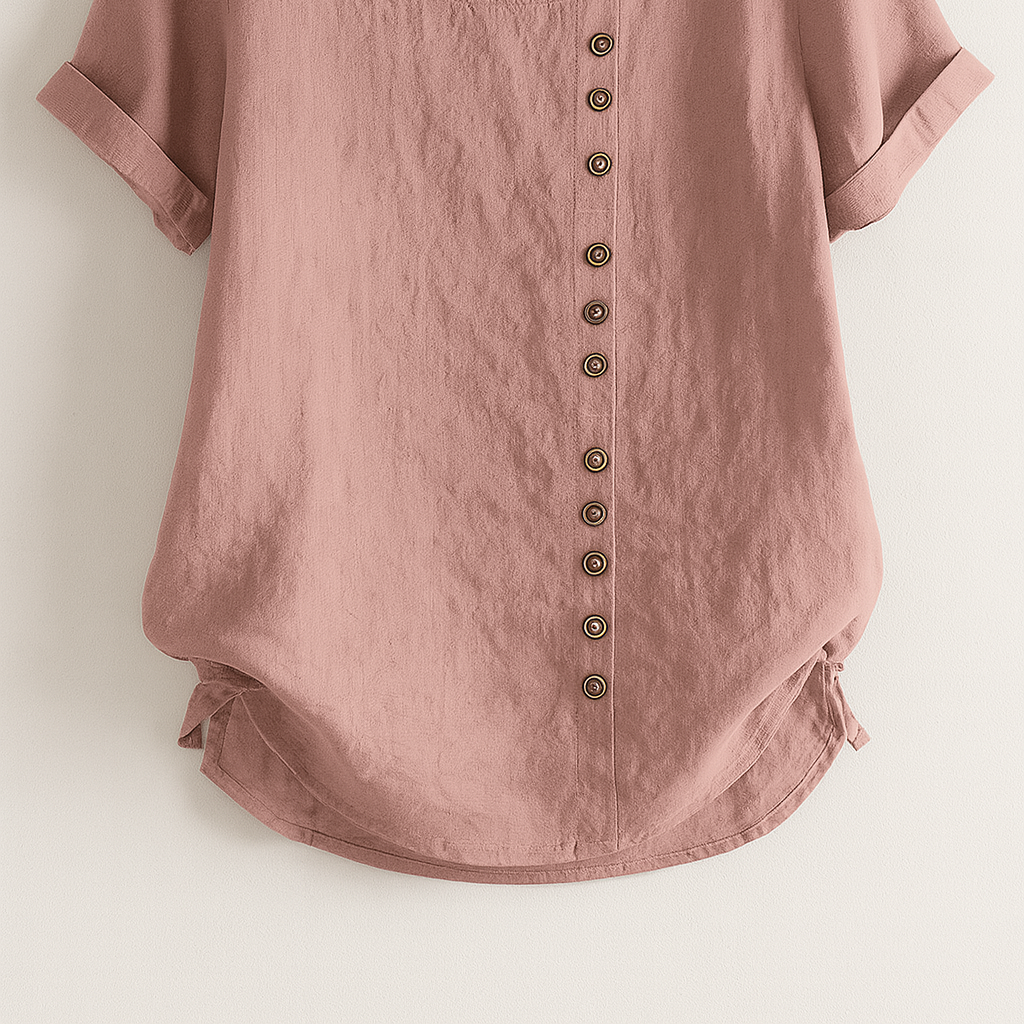 Ladies' Linen Button-Front Blouse - Lightweight, Breathable and Elegant