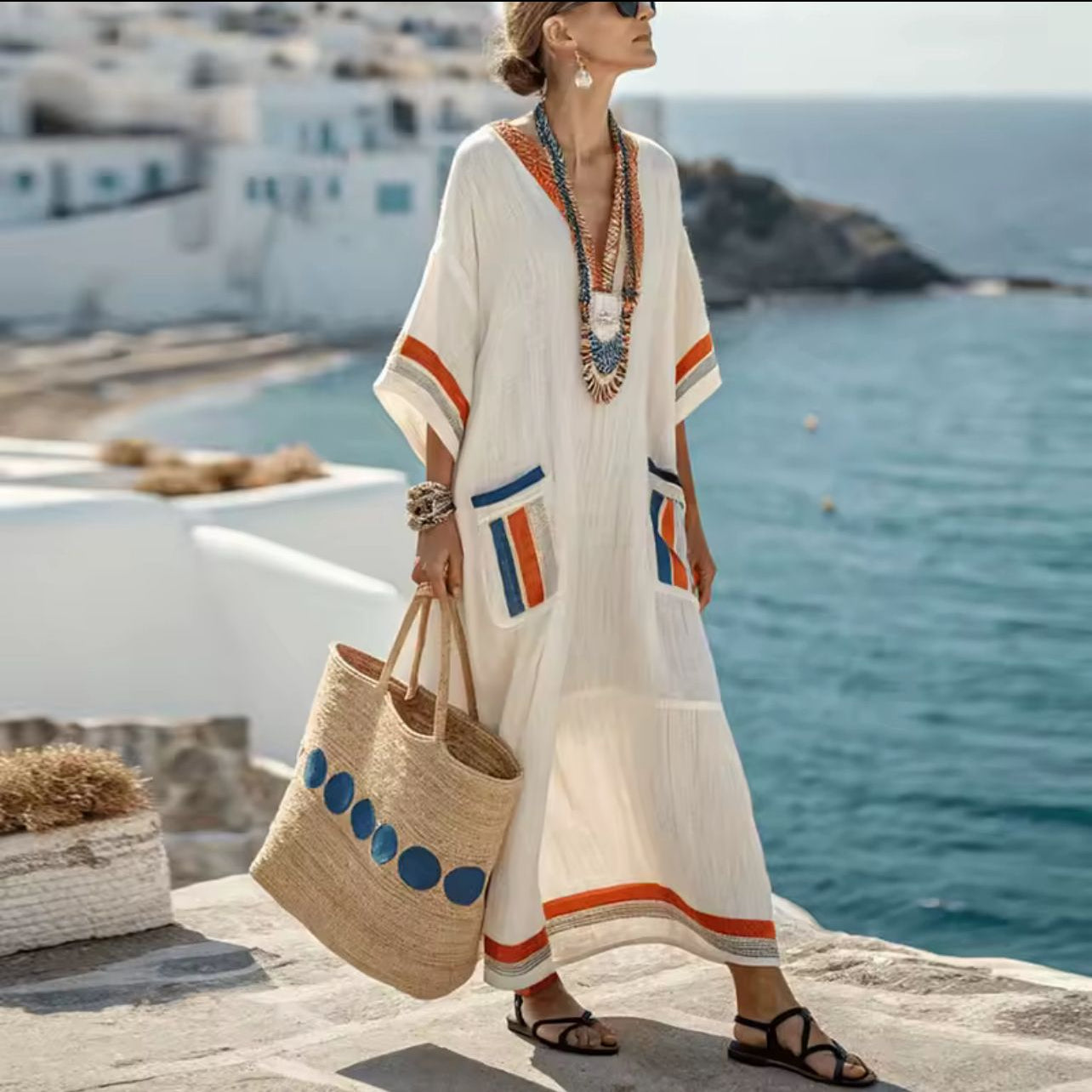 Maxi Dresses : Rowena™ | Flowing Maxi Dress in Model 6 van Cow Clothing