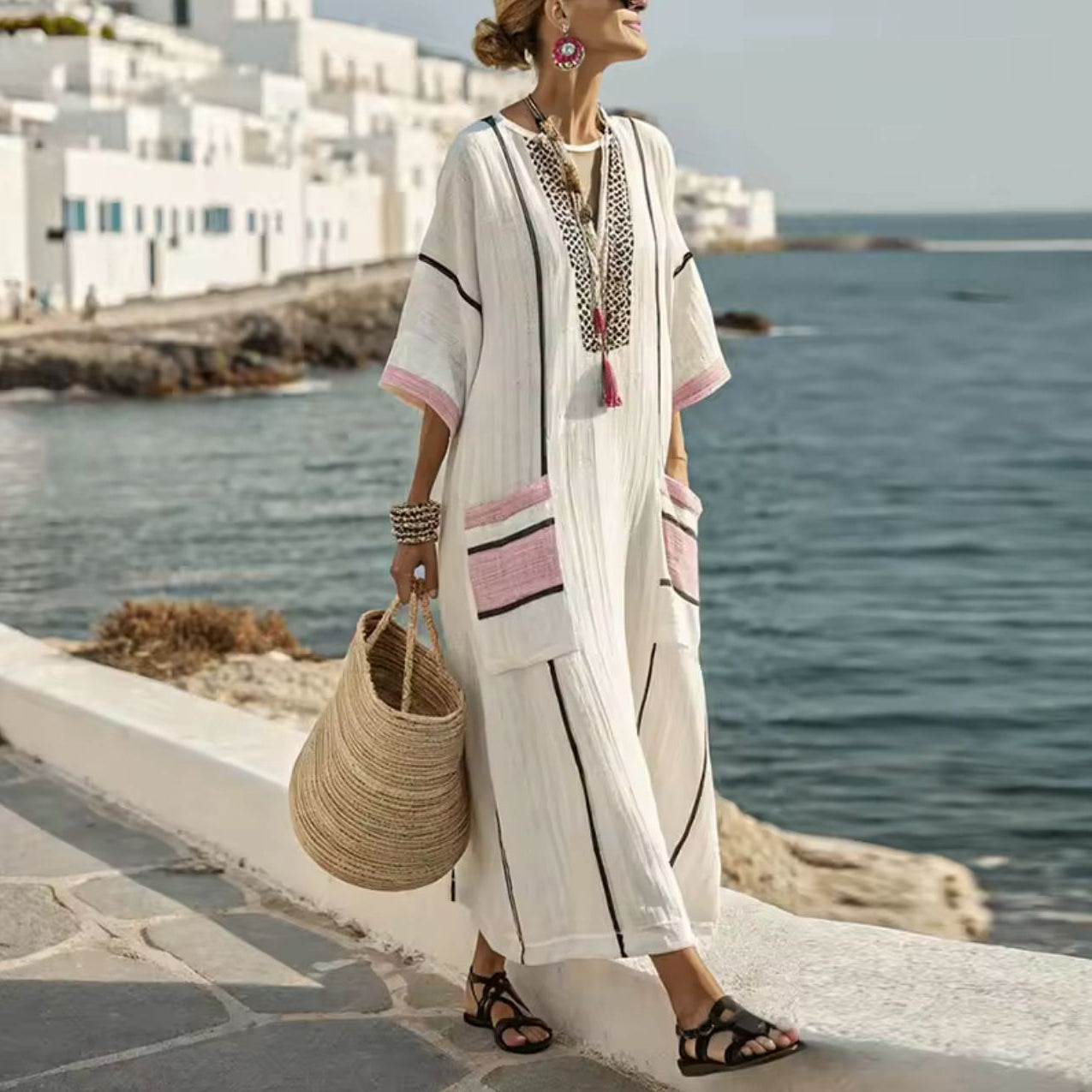 Maxi Dresses : Rowena™ | Flowing Maxi Dress in Model 7 van Cow Clothing