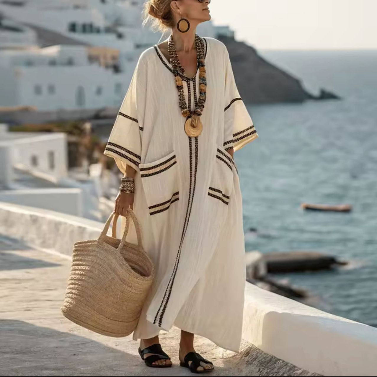 Maxi Dresses : Rowena™ | Flowing Maxi Dress in Model 5 van Cow Clothing