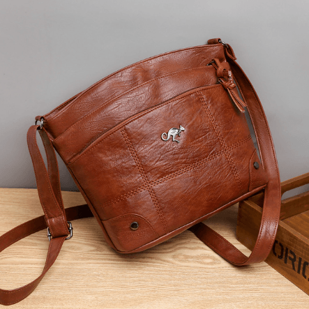 Women's Vintage leather shoulder bag with rich patina and timeless