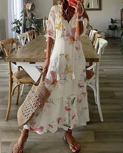 Dress : ARIA | Boho Tummy Coverage Dress in White 1 (Almost sold out) van Paper Favor
