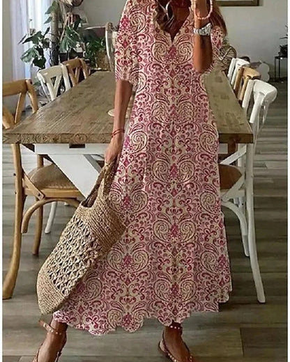 Dress : ARIA | Boho Tummy Coverage Dress in Red van Paper Favor