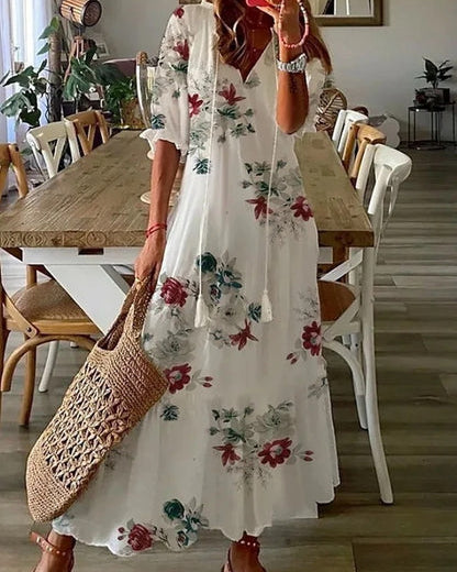 Dress : ARIA | Boho Tummy Coverage Dress in White 2 van Paper Favor