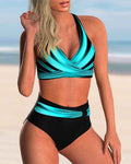 Women's Liliana Bikini Set with Criss-Cross Neck and All-Over Print