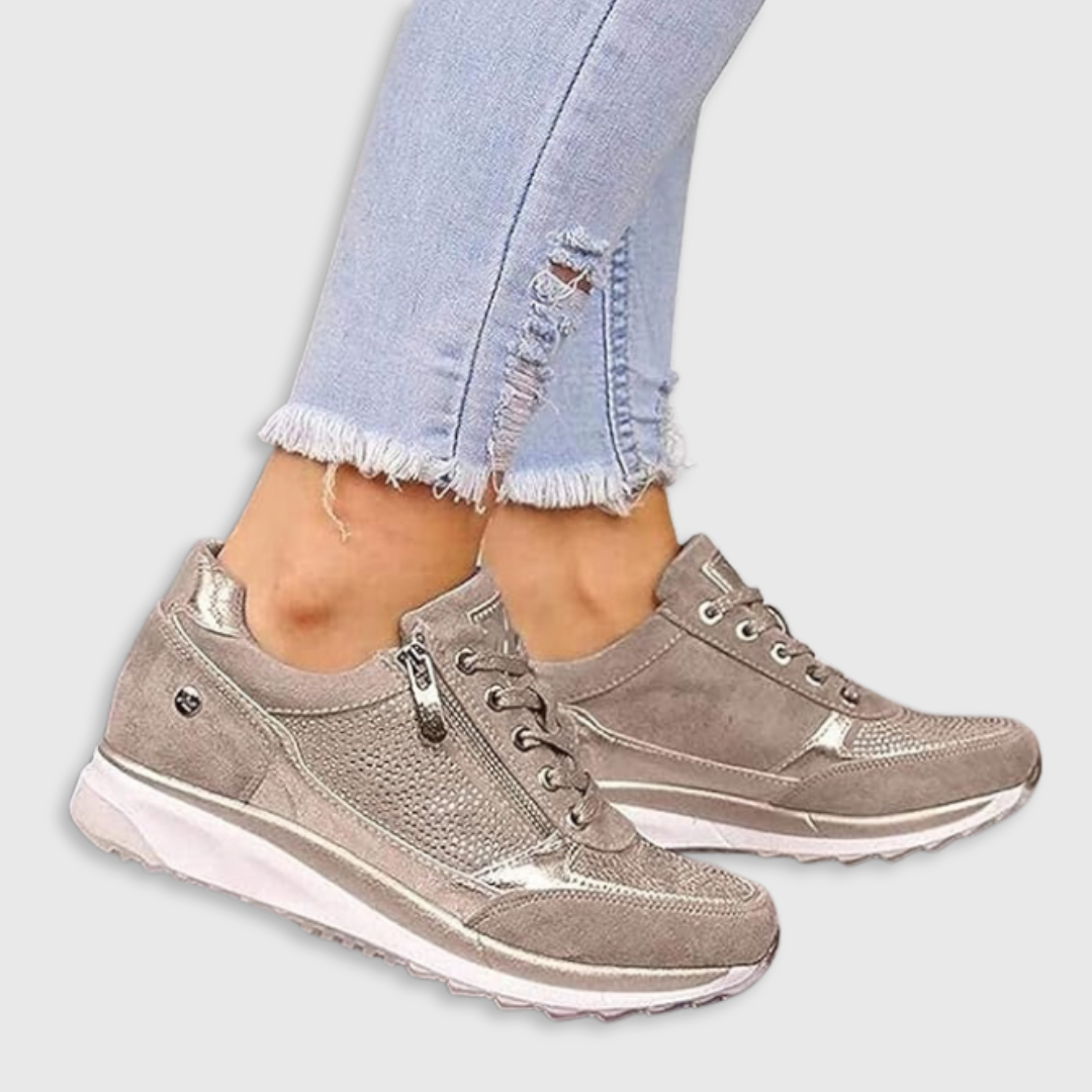 : Ginette - Zip-Up Orthopedic Sneakers in van Paper Favor