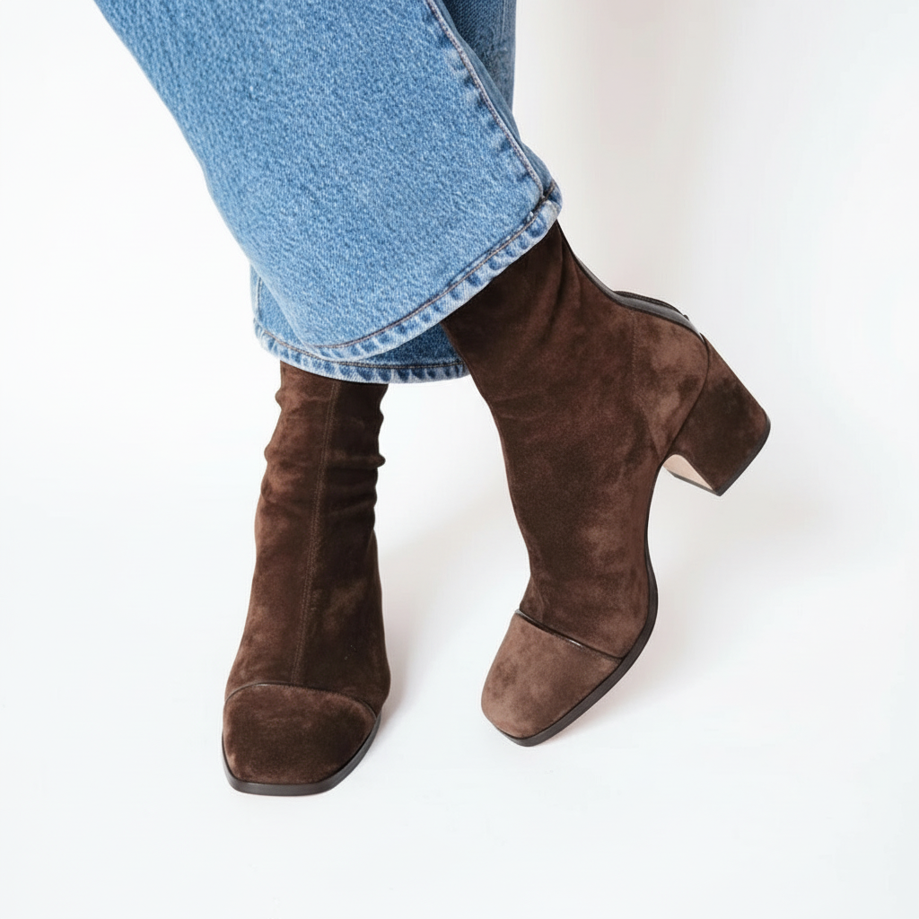 Lily | Sleek Suede Square-Toe Ankle Boots for Everyday Chic