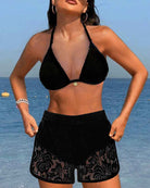 Muse® | Elegantes einfarbiges Spitzen-Bikini-Set