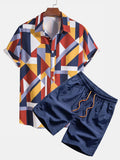 Men's Print Button-Up Shirt & Swim Shorts Set