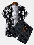 Men's Tropical Floral Button-Up Shirt & Matching Swim Shorts —