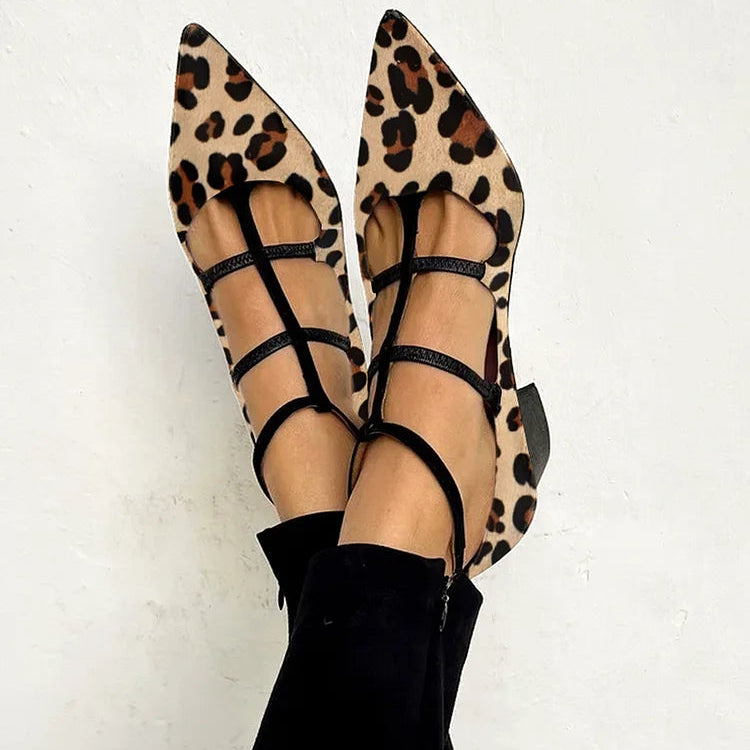 : Bridget - Heeled Shoes with Leopard Strap in Leopard van Paper Favor