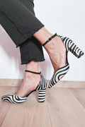 Women's ZEBRA PRINT PUMPS WITH ANKLE STRAP