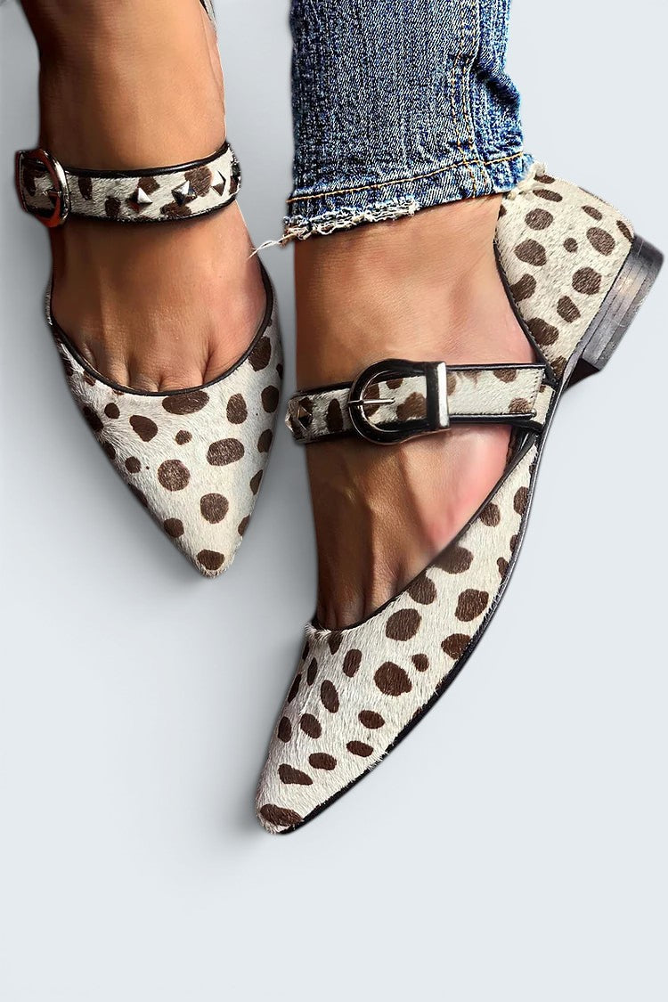 : Lucia - Leopard Accent Flats in Beige van Paper Favor