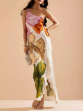 Women's Elegant and Exquisite Maxi Dress with Floral Print and One