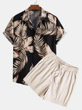 Men's Print Shirt & Textured 5-Inch Shorts Set