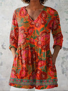 Top : Aubrey | Ethnic Summer Floral V-Neck Shirt in As Picture van Paper Favor