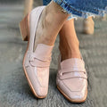 Shiny Loafers with Block Heel