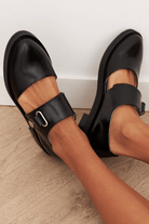 Angela Black Buckle Loafers Leather | Cow Clothing