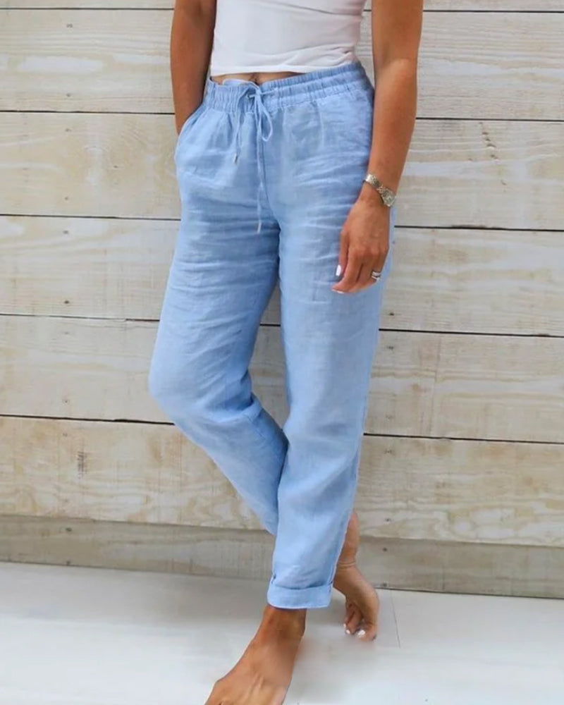 Serena - Relaxed Linen Trousers - Alurea & Co.