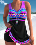 Women's Elegant Swimsuit with Lacing and Chic Stripe Pattern